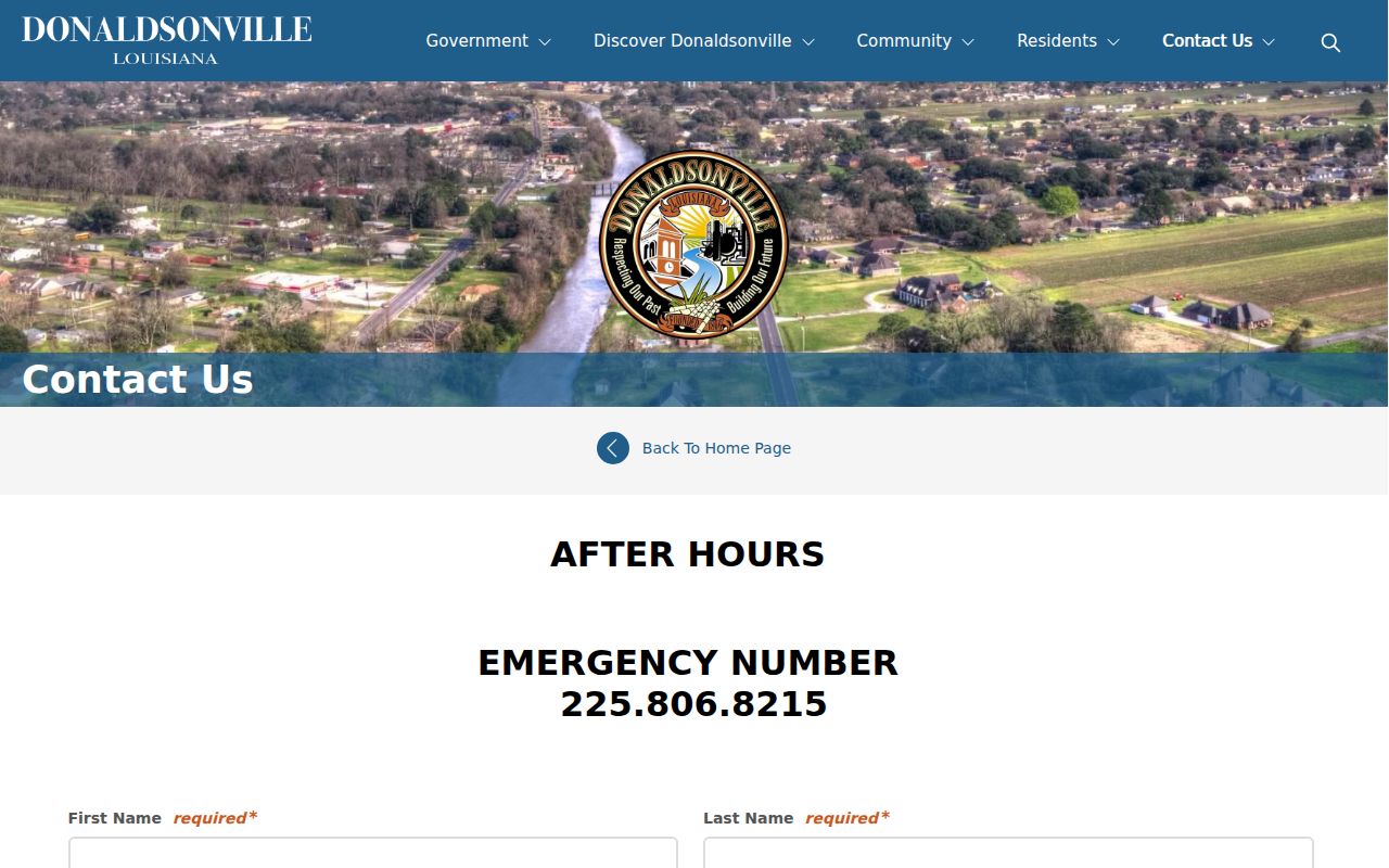 City of Donaldsonville official contact page
