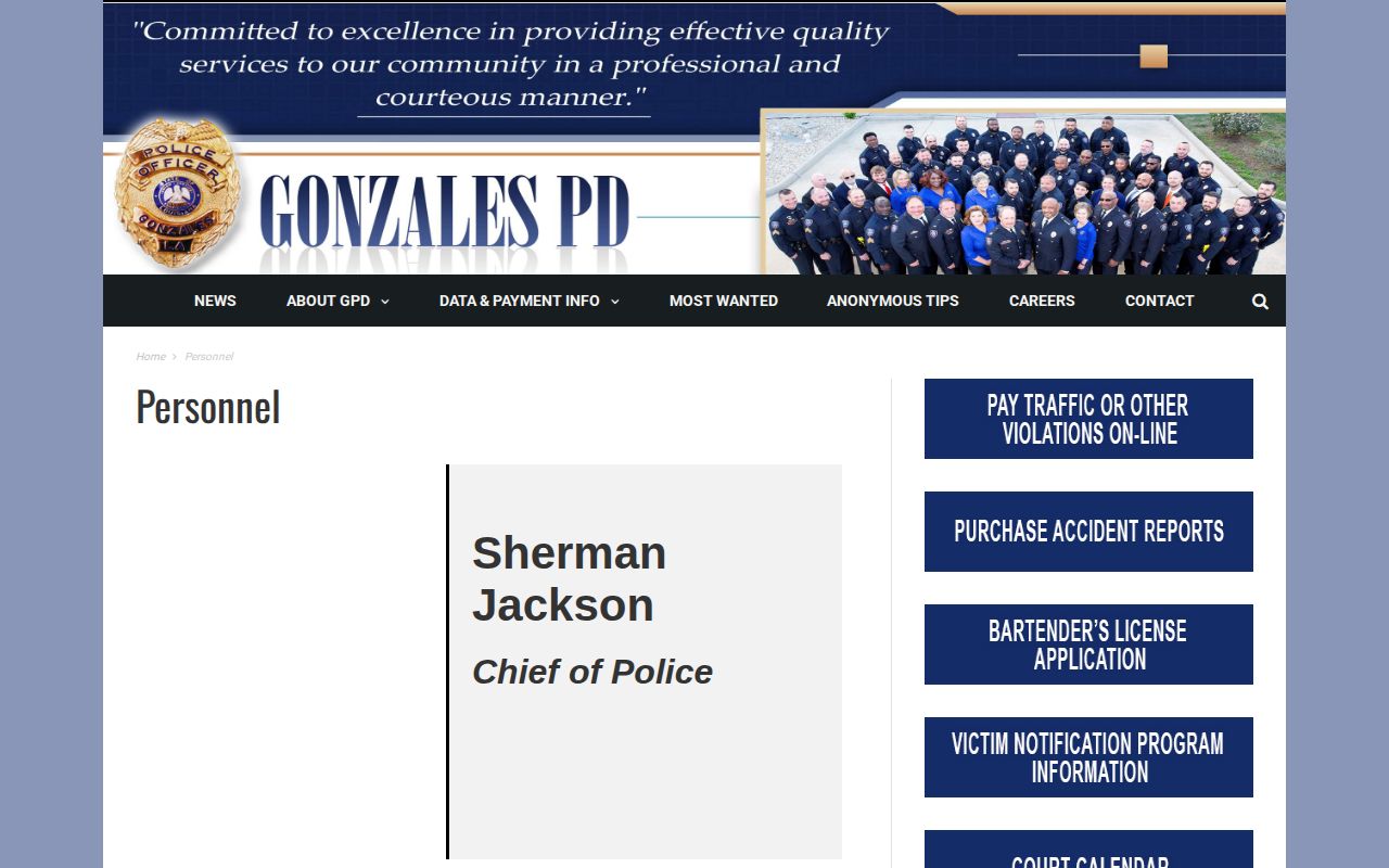 Gonzales Police Department personnel and records contacts